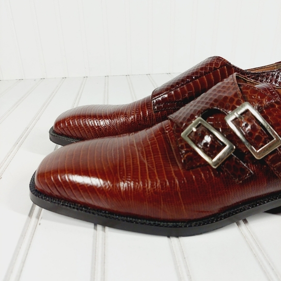 Stacy Adams Oxfords Snakeskin Leather Monk Strap Brown F806 main image 10